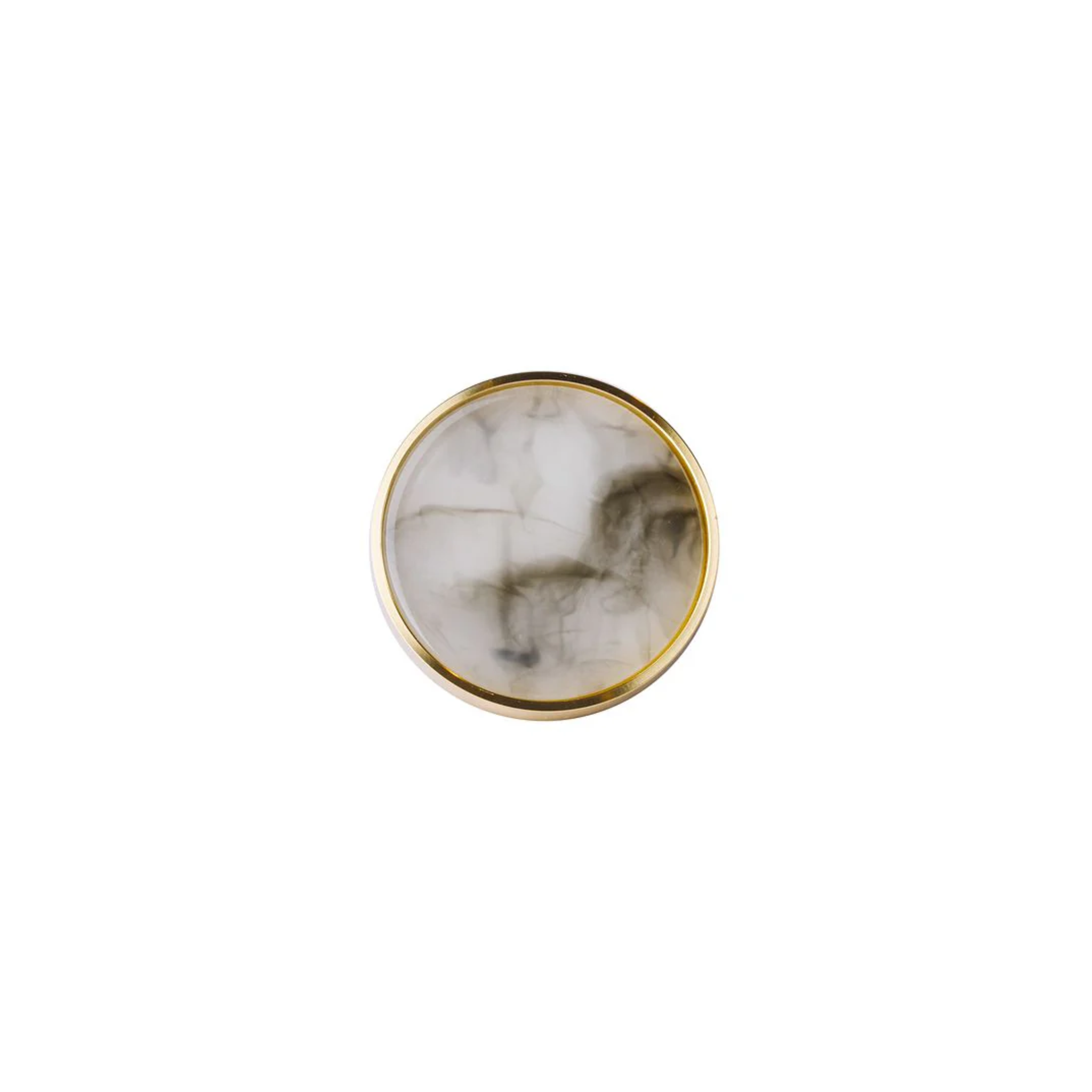 Brass essence acrylic and brass disc cabinet knob with sleek round design, ideal for modern furniture hardware.