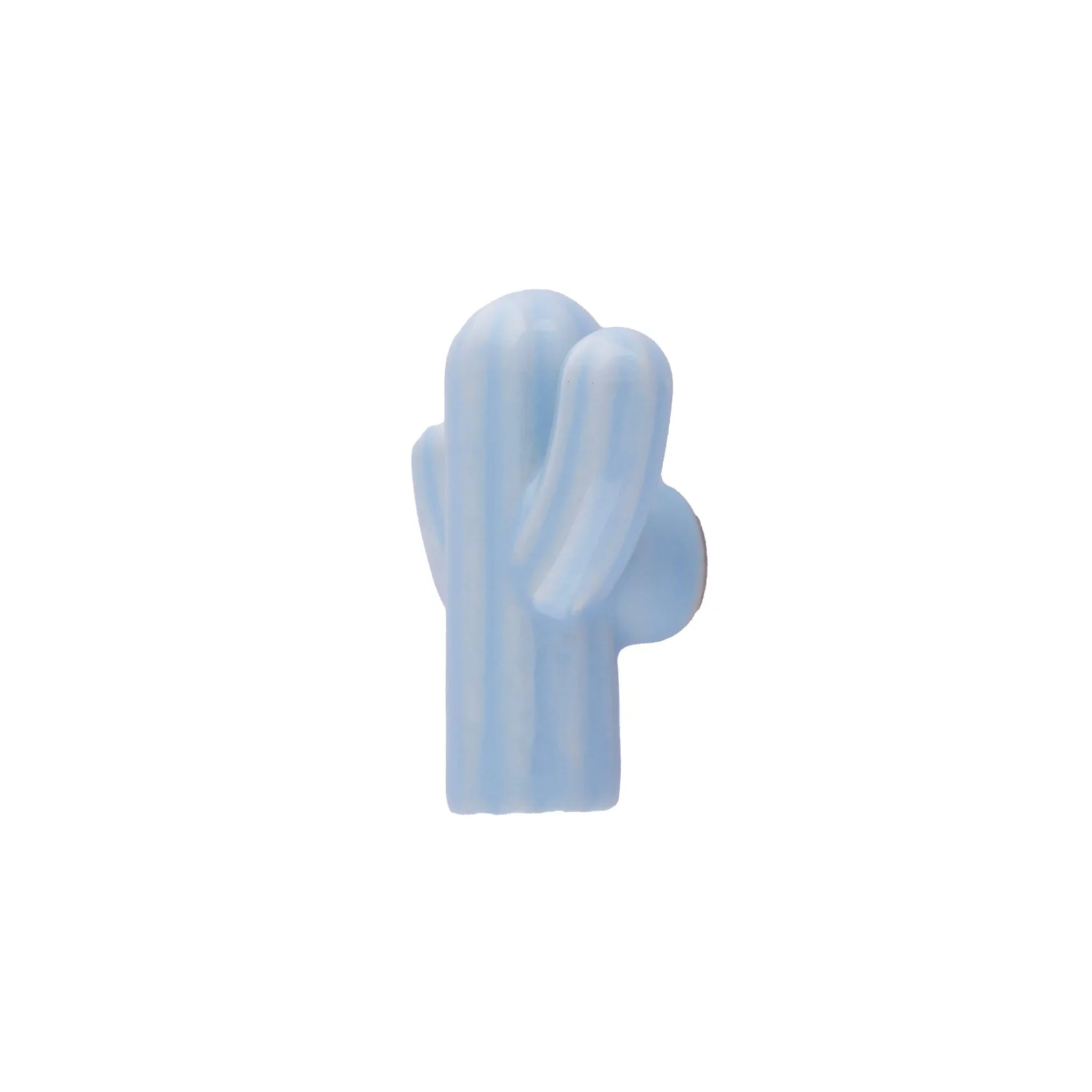 Ceramic cactus cabinet knob by Brass Essence, featuring a green cactus design with a metal attachment for furniture use