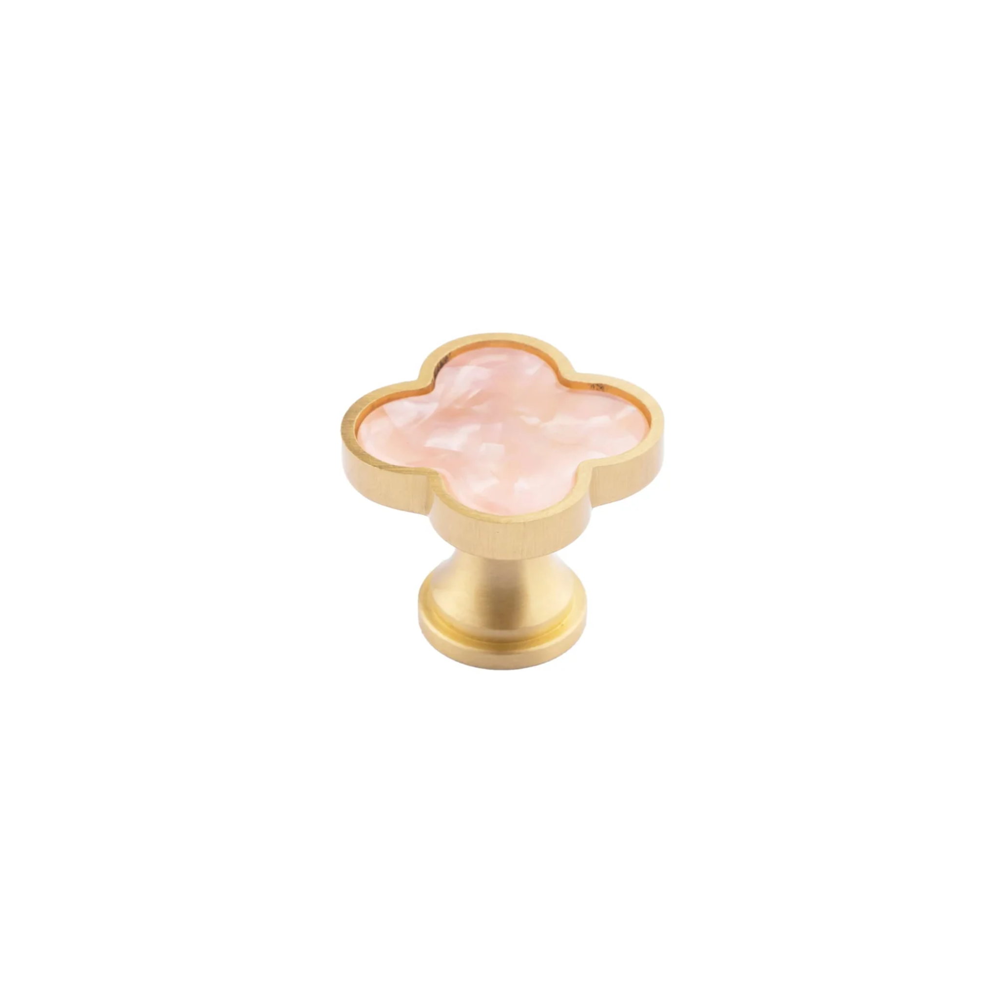 Brass Essence Clover Brass Cabinet Knob from the collection, showing a polished brass finish and rounded design for furniture.