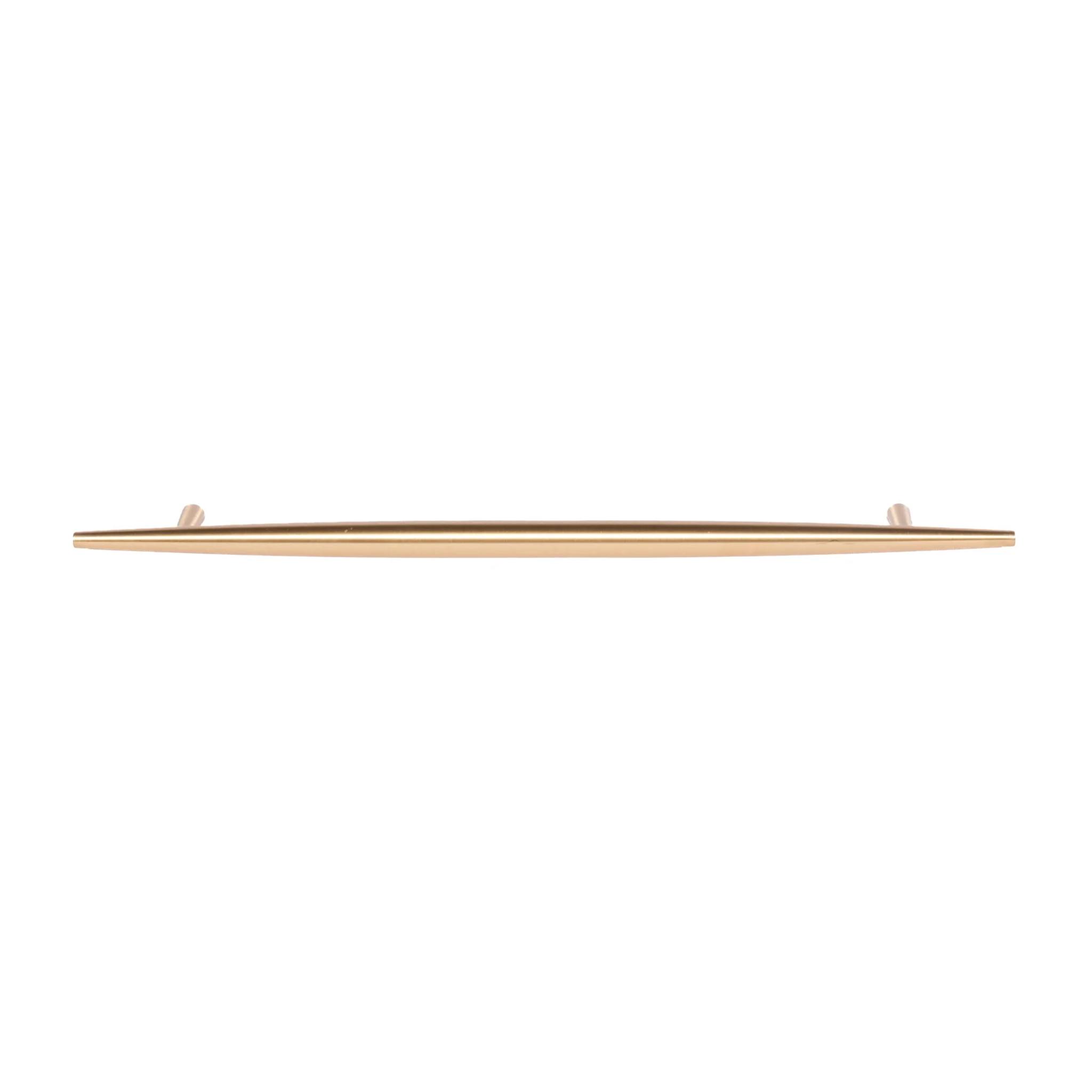 Brass Essence tapered brass cabinet pull with spindle design, featuring a sleek, polished finish for modern furniture hardware.