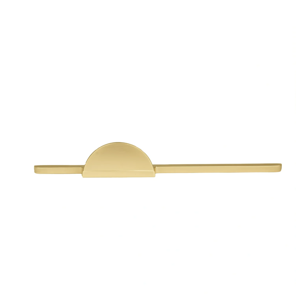Modern circle and bar door handle by Brass Essence in gold and black finish, made of zinc alloy with a sleek, premium design.