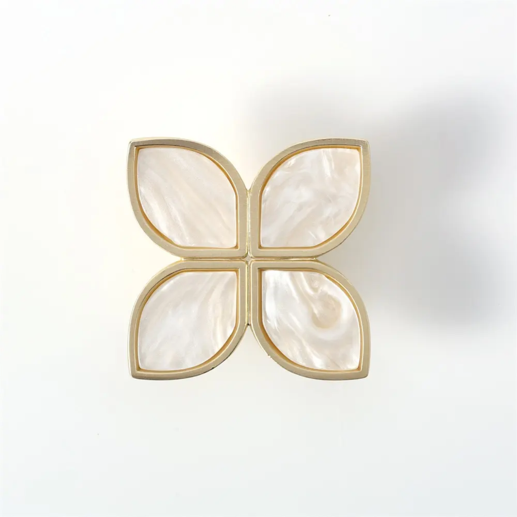Zinc Leaf Cabinet Knob With Acrylic