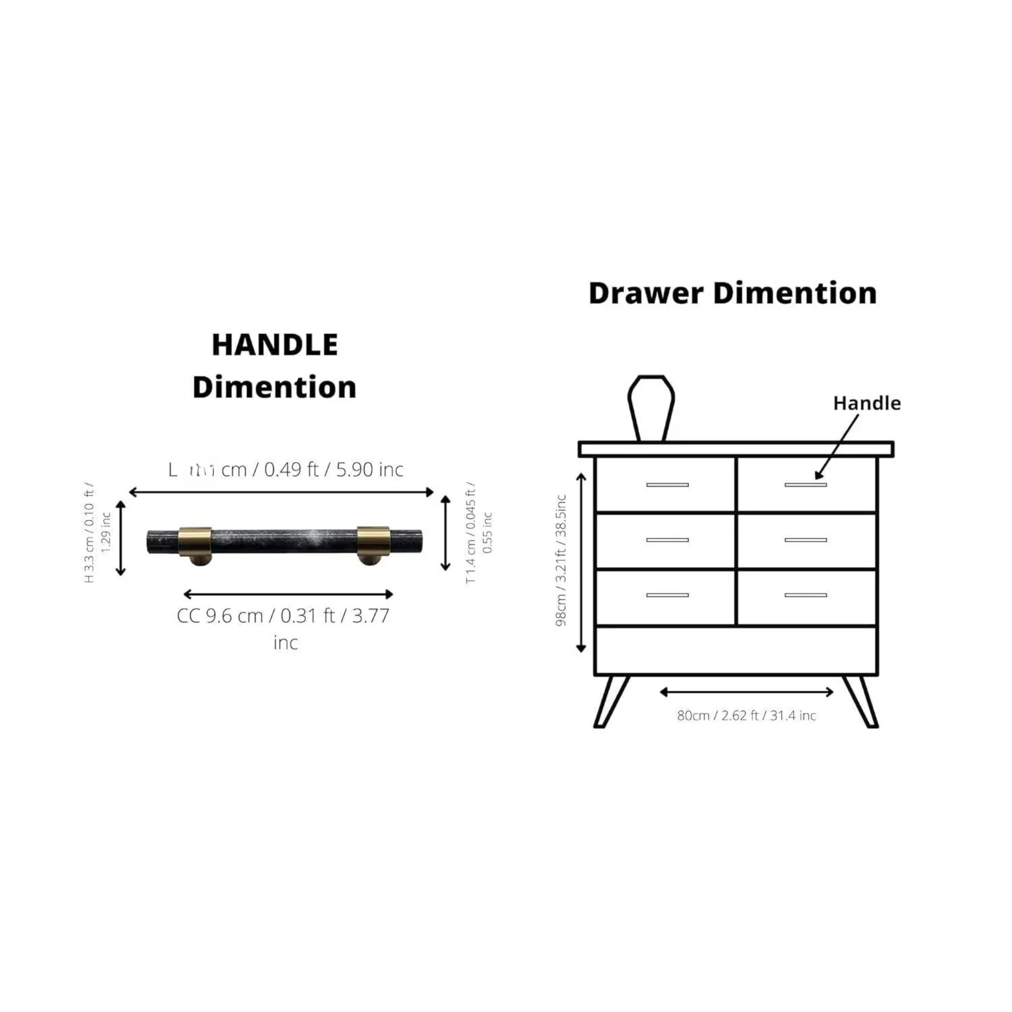 Brass Essence Karish marble and brass handles with a brushed finish, showcasing elegant, modern hardware for furniture or cabinets.