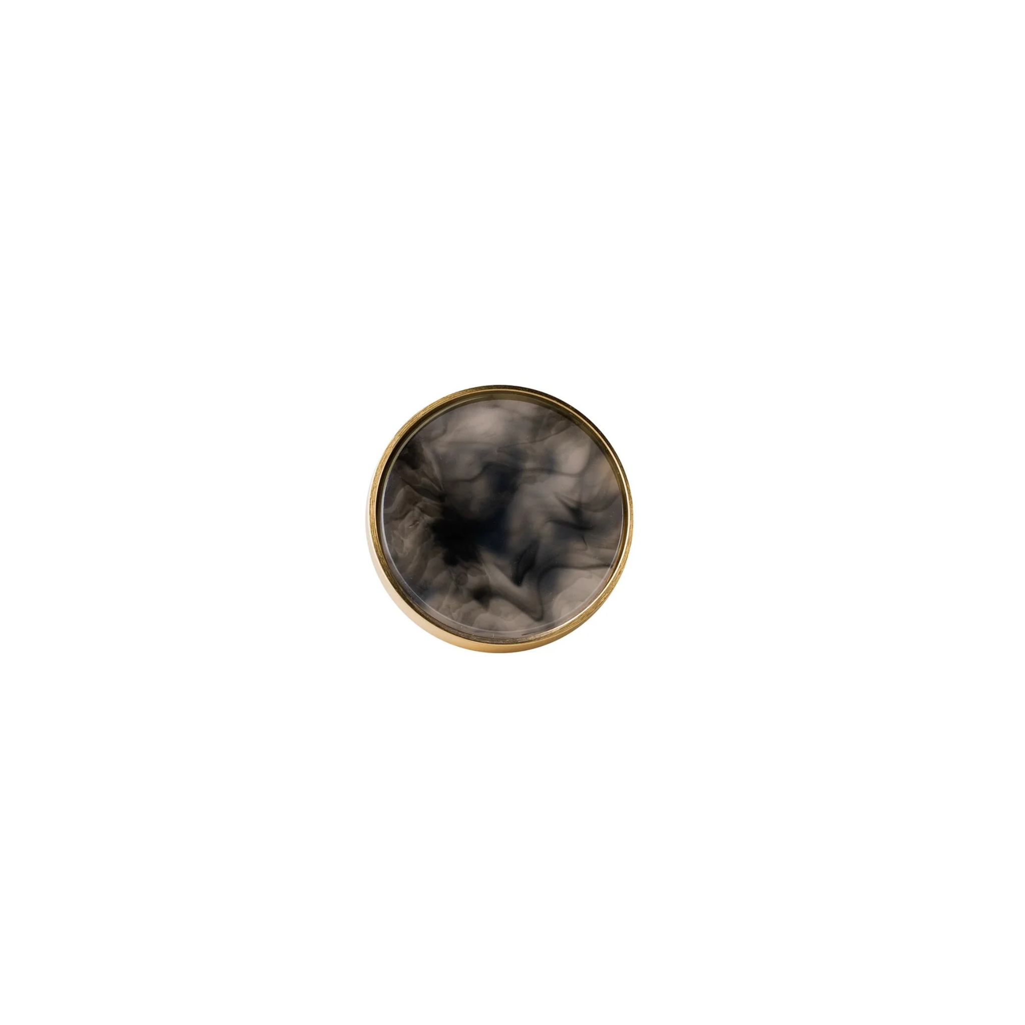 Brass essence acrylic and brass disc cabinet knob with sleek round design and polished finish, suitable for modern furniture.
