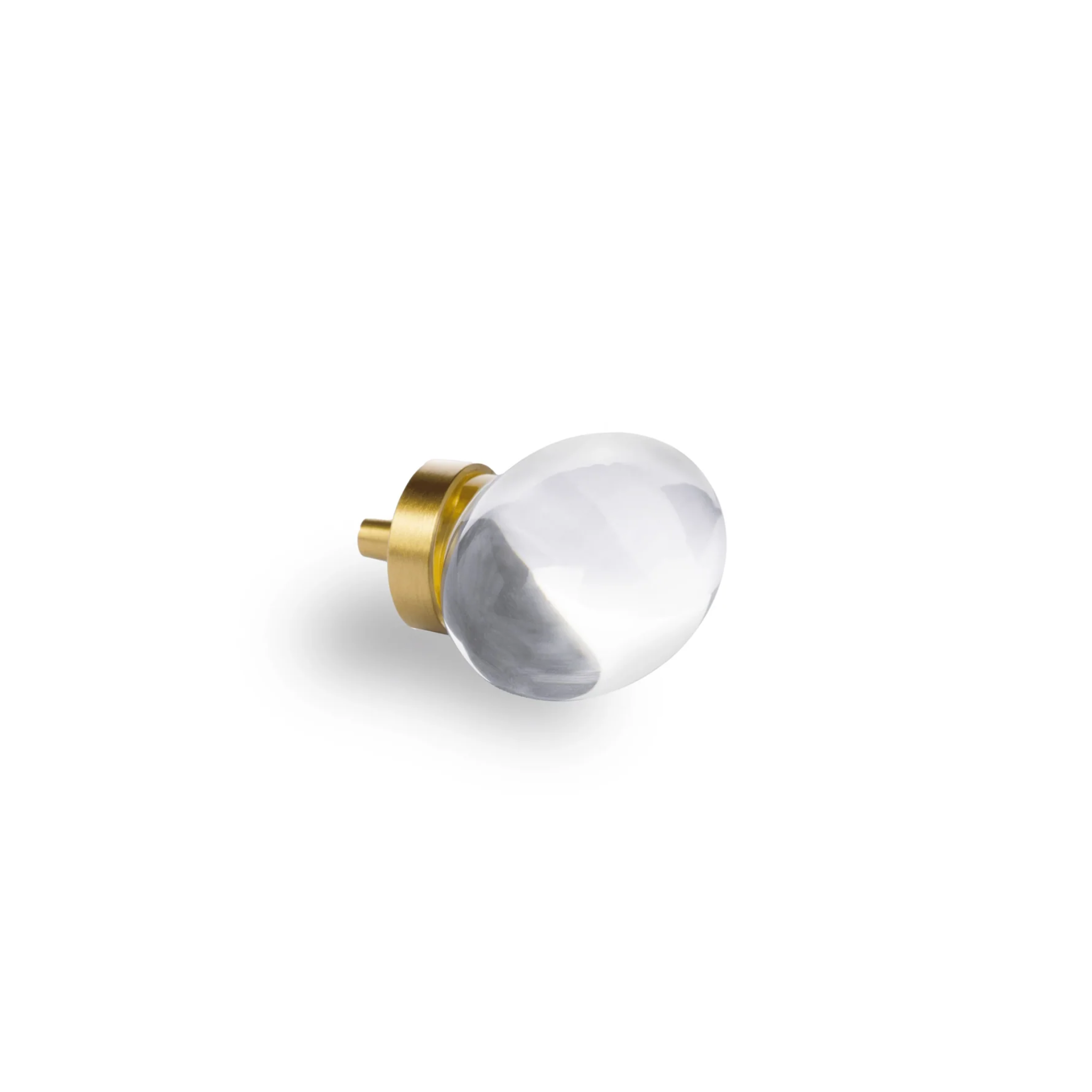 Elegant crystal glass with brushed brass handle from Brass Essence, showcasing a stylish and sophisticated design.