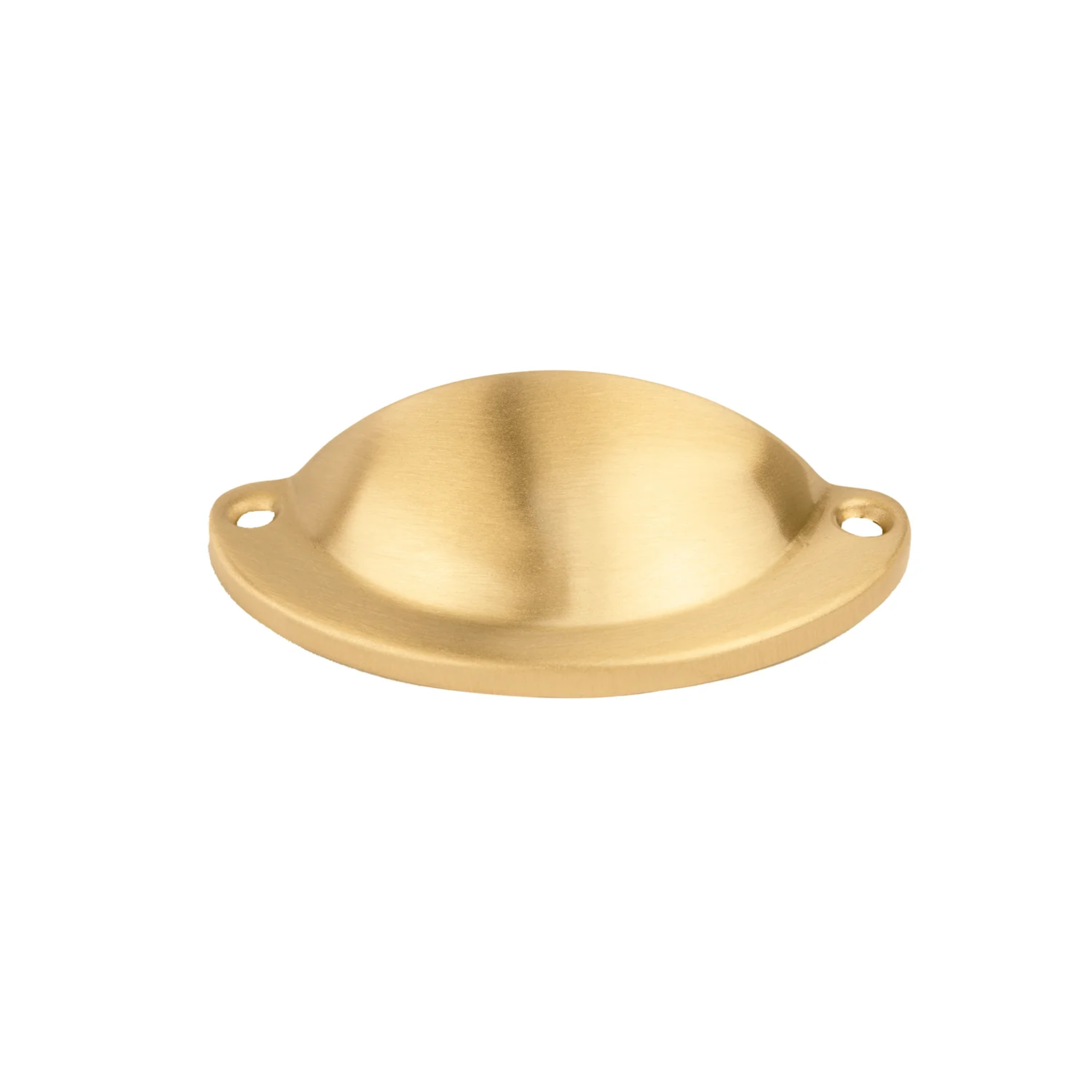 Brass essence Classic brushed brass shell pull handle with elegant curved design, ideal for furniture or cabinetry.