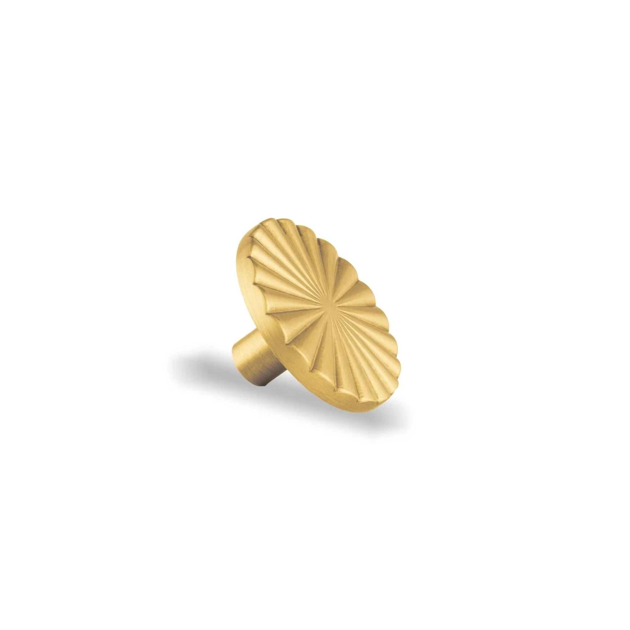 Brass essence Cherry Blossom Sunburst Brass Knob with intricate floral design, shiny brass finish, ideal for cabinet or drawer hardware.