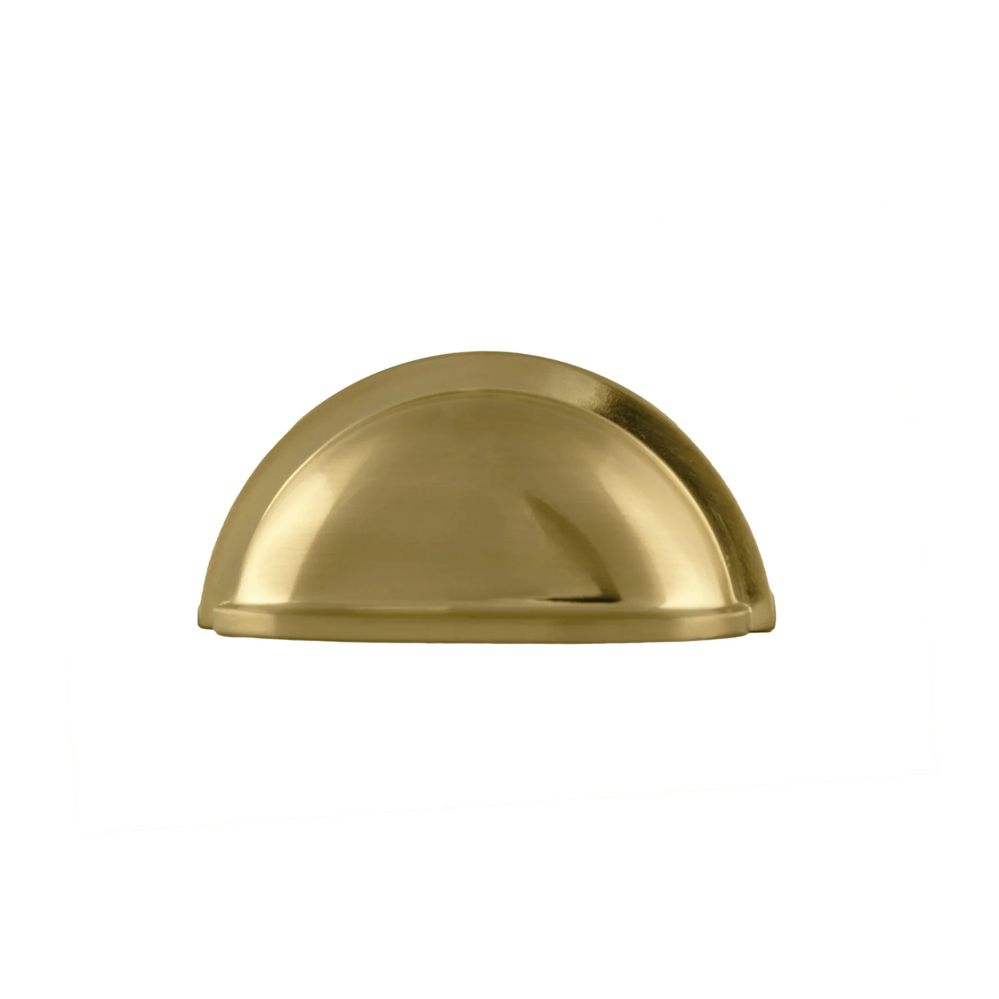 Brass Essence Classic Brushed Zinc Alloy Cup Pull handle with a smooth, brushed finish, ideal for cabinets and drawers.