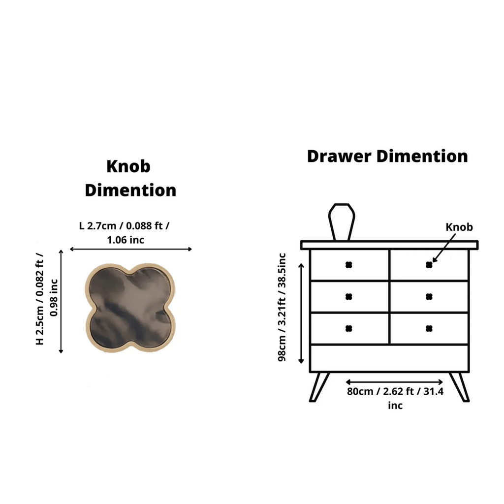 Brass Essence Clover Brass Cabinet Knob from the A-0006 collection, showing a polished brass finish and classic clover shape.