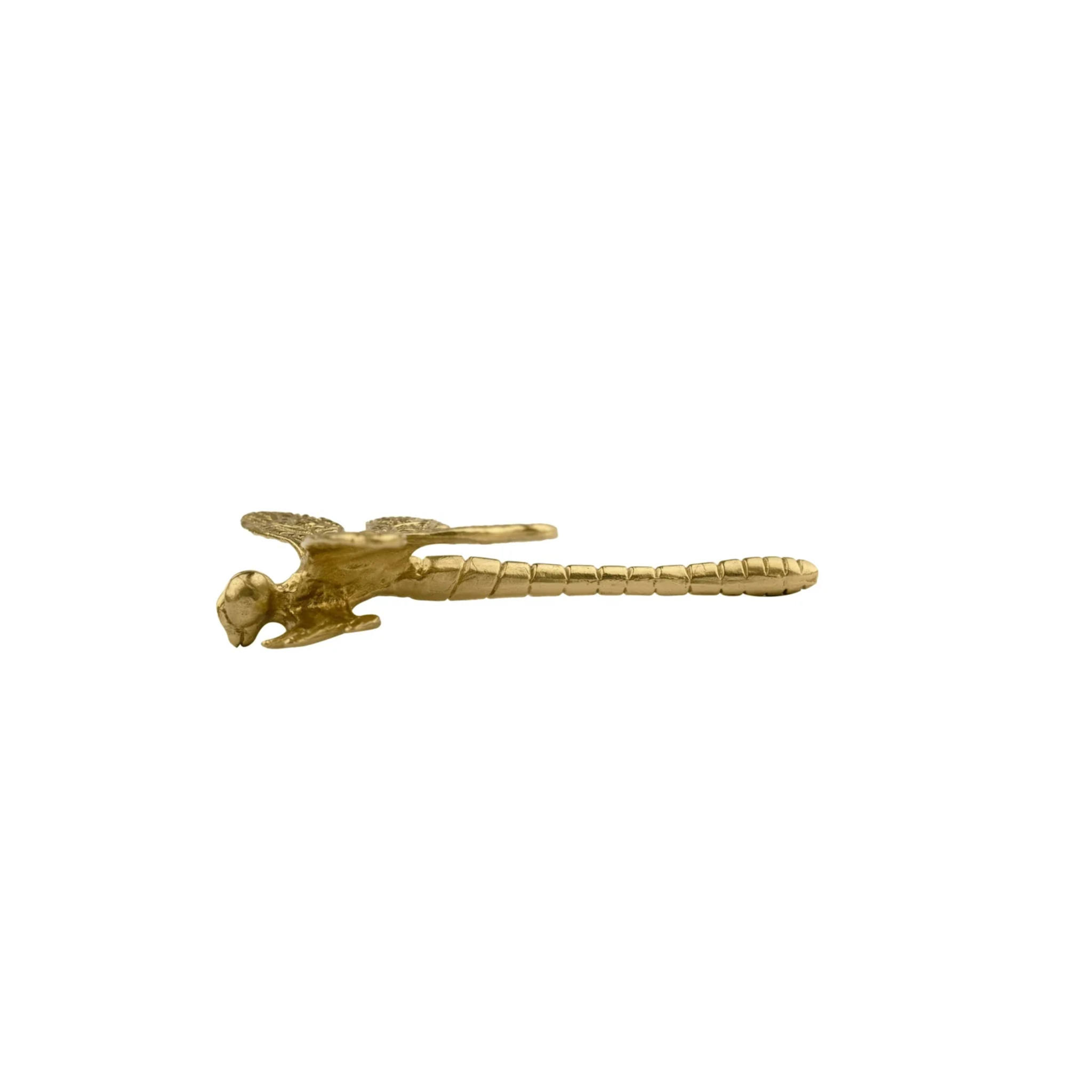 Brass Essence Dragonfly Solid Brass Cabinet Pull with detailed dragonfly design, polished finish for vintage furniture or cabinetry.