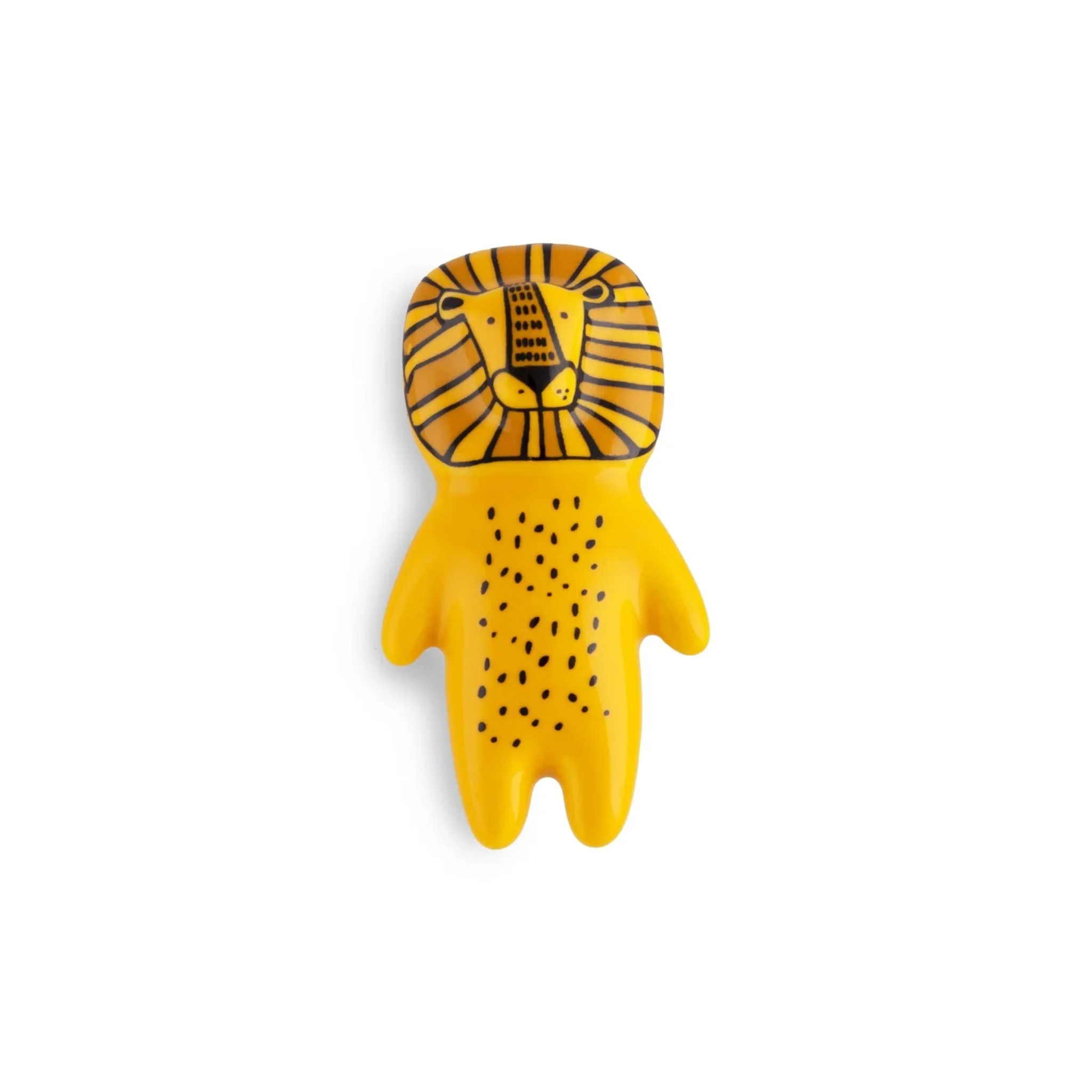 Ceramic animal cabinet pull from Brass Essence, featuring a detailed animal design in a white glaze finish.