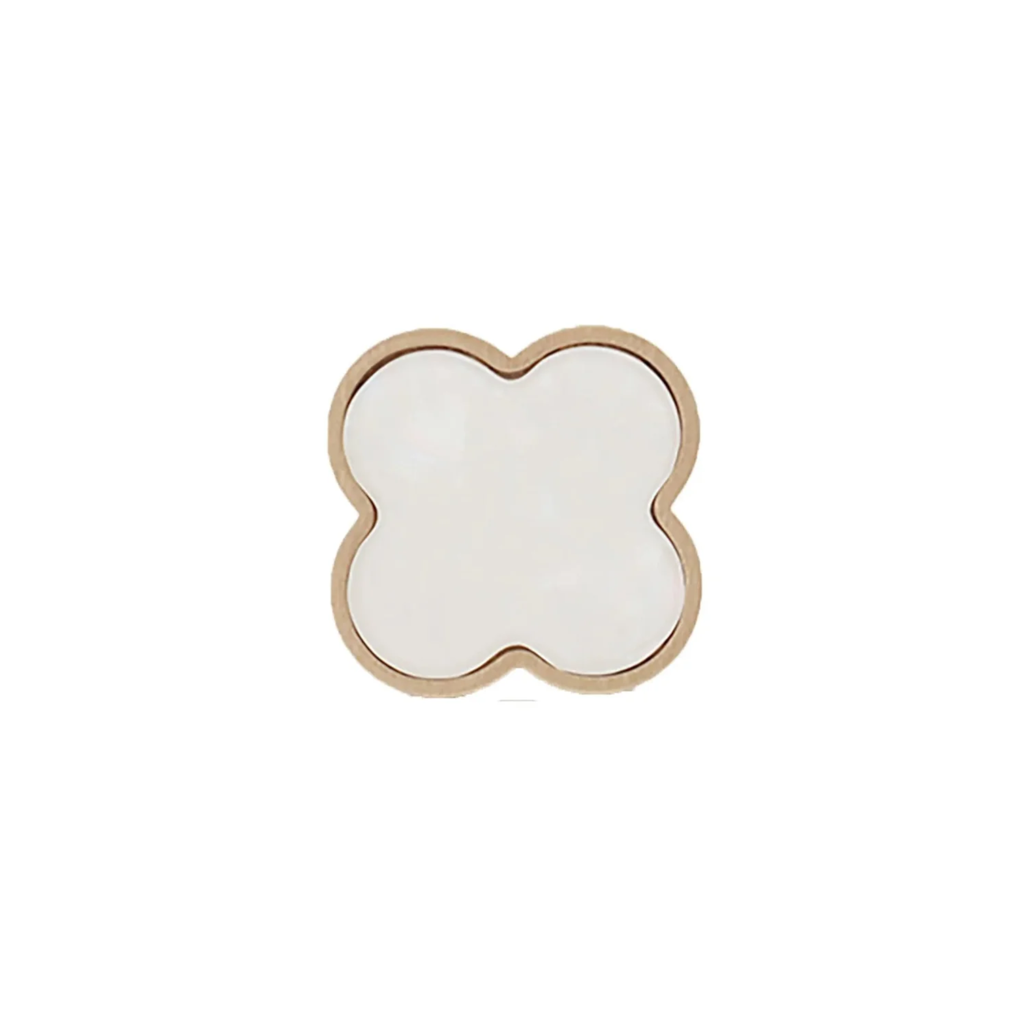 Brass essence Clover Brass Cabinet Knob from collection, showing a polished brass finish and classic round design on a cabinet door.