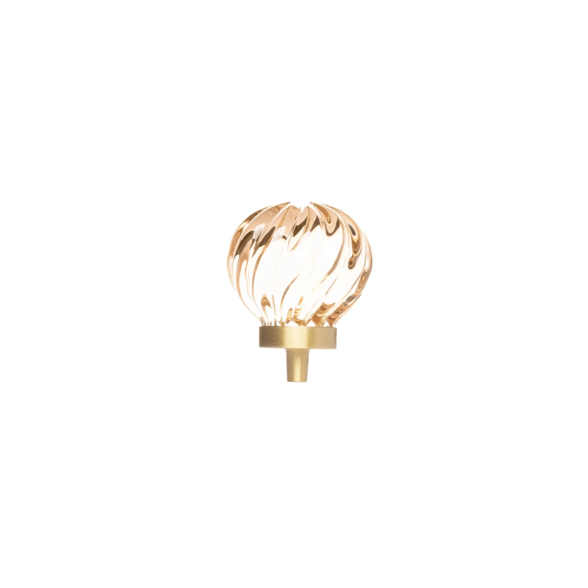 Brass Essence crystal drawer pulls with fluted and smooth design, featuring clear crystal accents and polished brass finish.