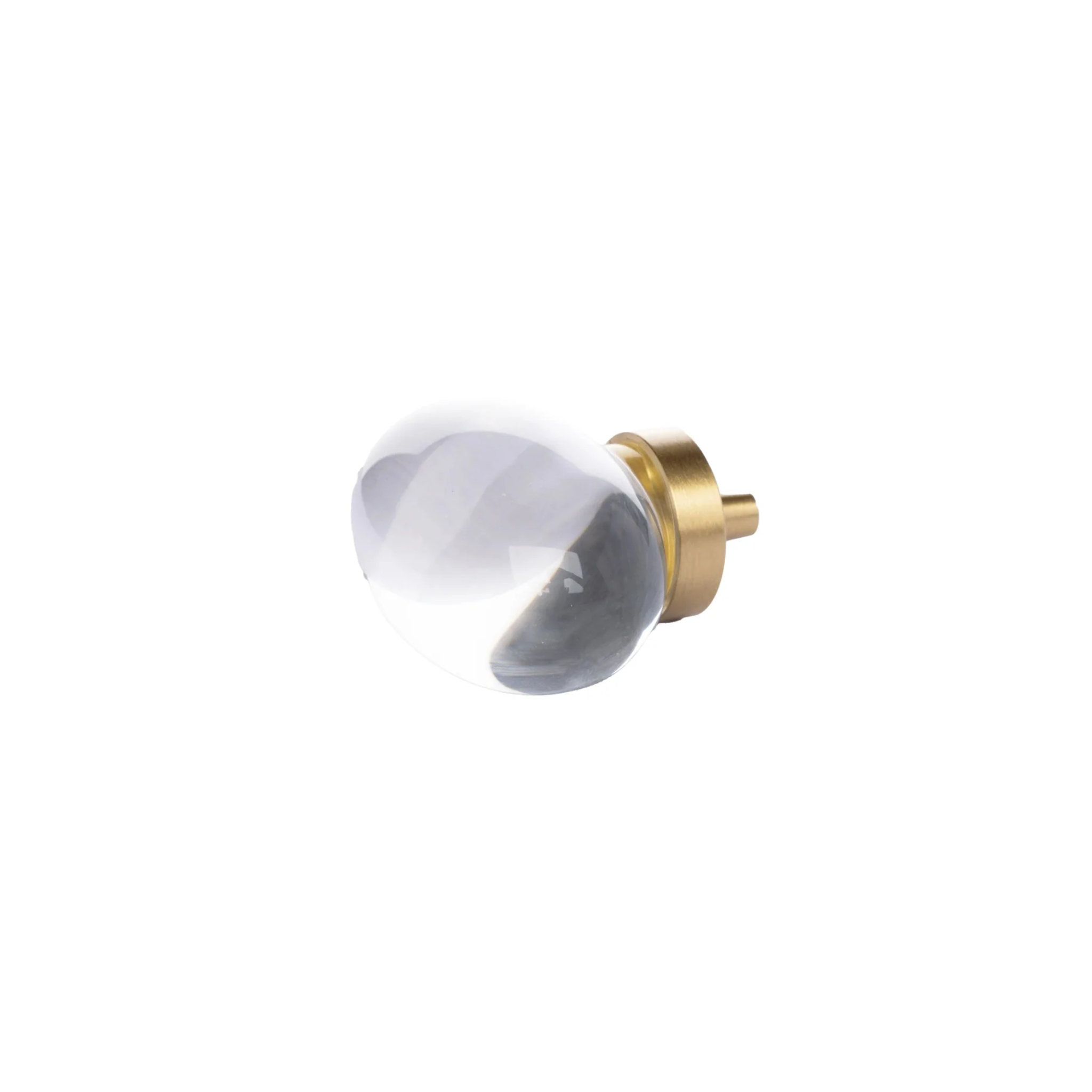Elegant crystal container with brushed brass handle by Brass Essence, showcasing a luxurious and stylish design.