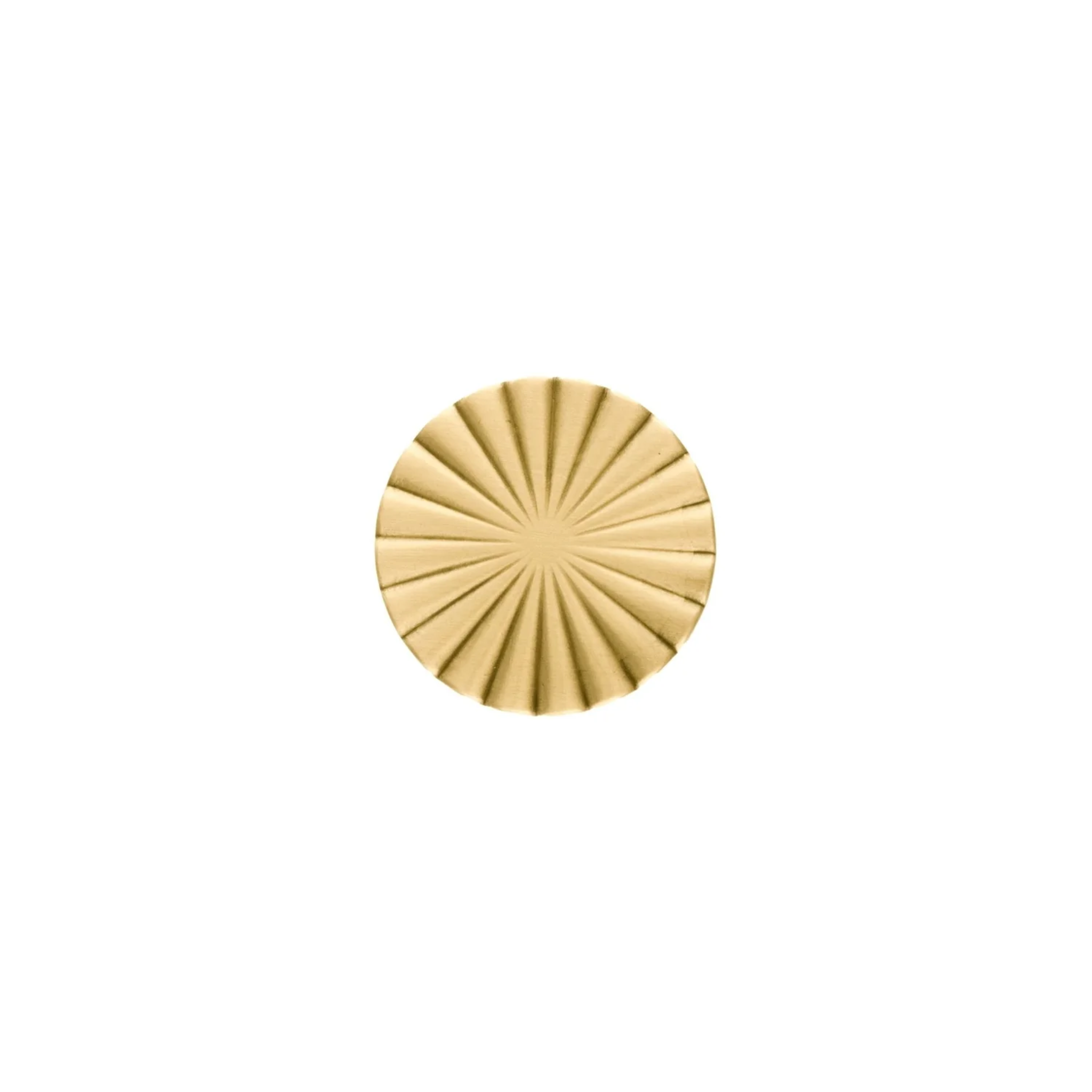 Cherry Blossom Sunburst Brass Knob by Brass Essence, decorative brass drawer handle with intricate floral design.