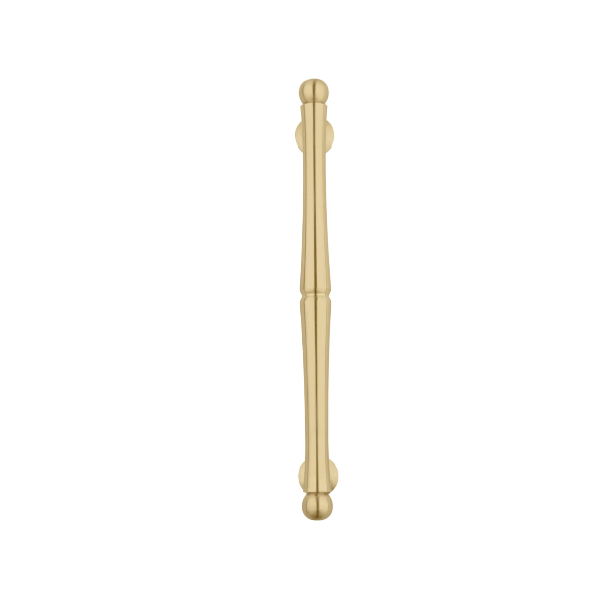 Brass essence Nishilia tapered brass cabinet handle from the B-0069 collection, showing a sleek, polished finish and ergonomic design.