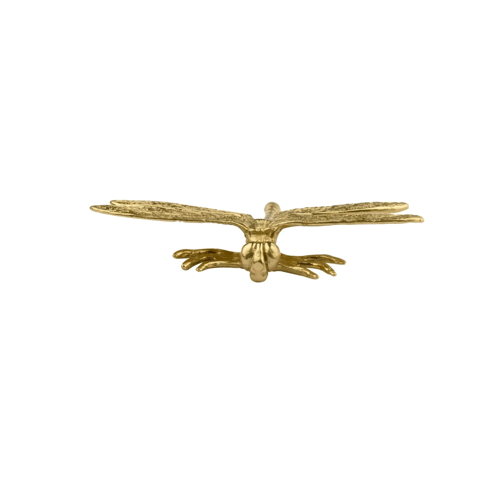Brass Essence Dragonfly Solid Brass Cabinet Pull with detailed dragonfly design and polished finish for cabinet or drawer hardware.