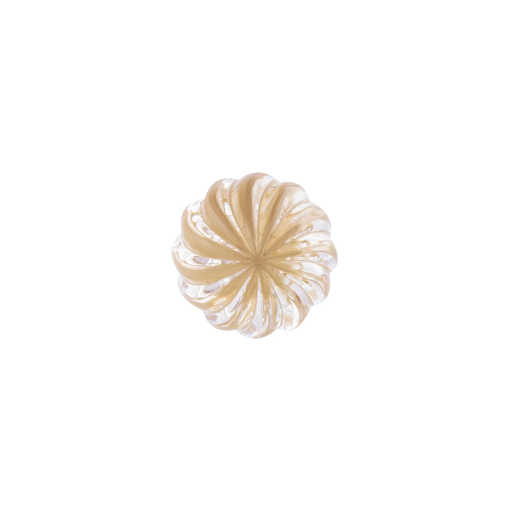 Brass Essence crystal drawer pull with fluted and smooth design, featuring elegant clear crystal accents and a polished finish.