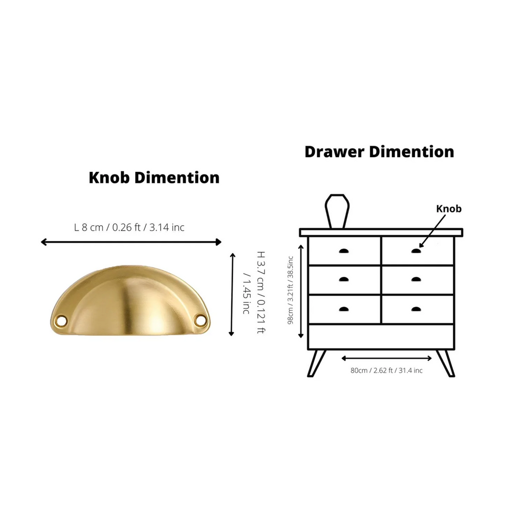 Brass Essence Classic Brushed Brass Shell Pull handle with rounded shell design and brushed finish for furniture or cabinetry.