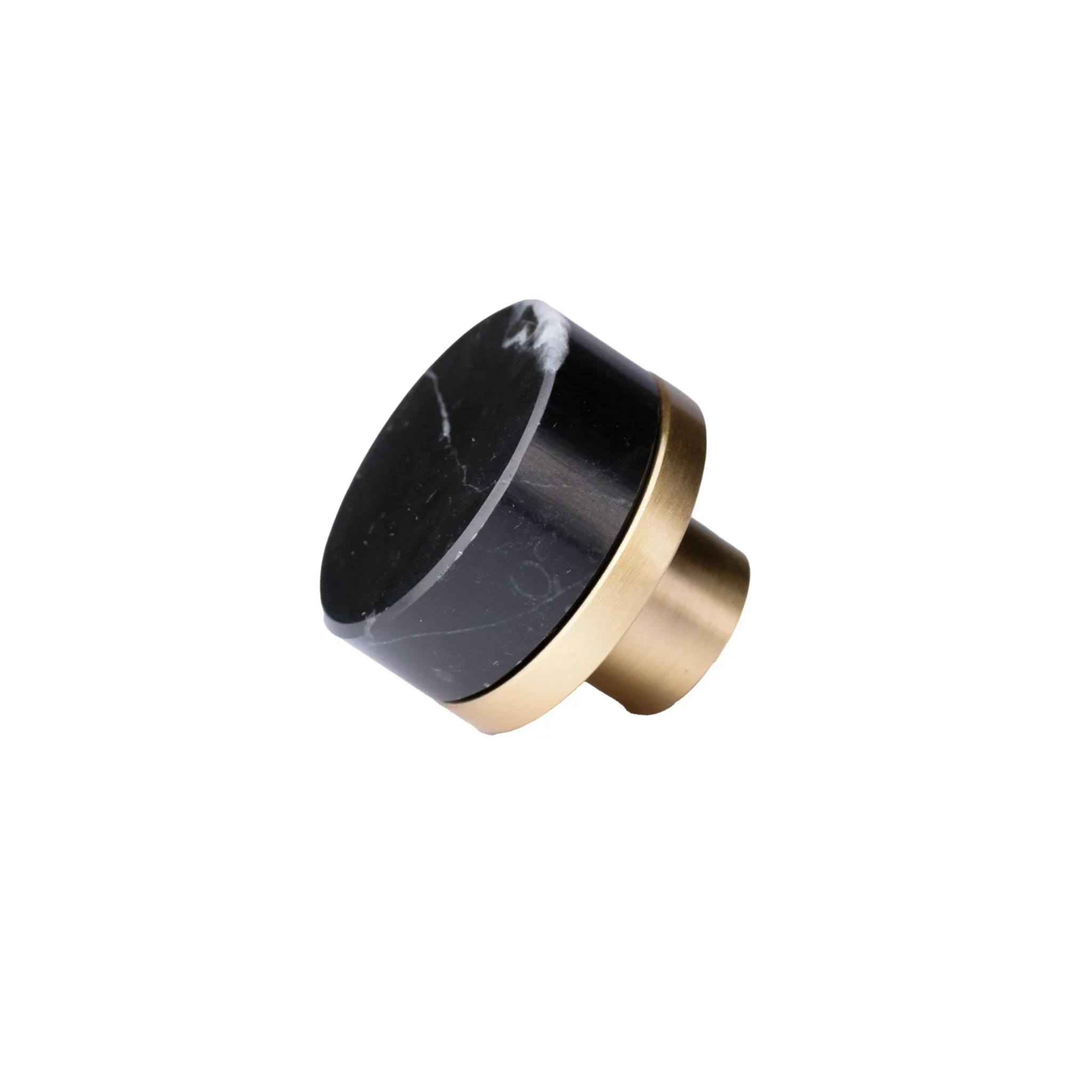 Brass Essence Karish marble and brass knobs with luxury finish, showcasing elegant round design and smooth surface for furniture decor.