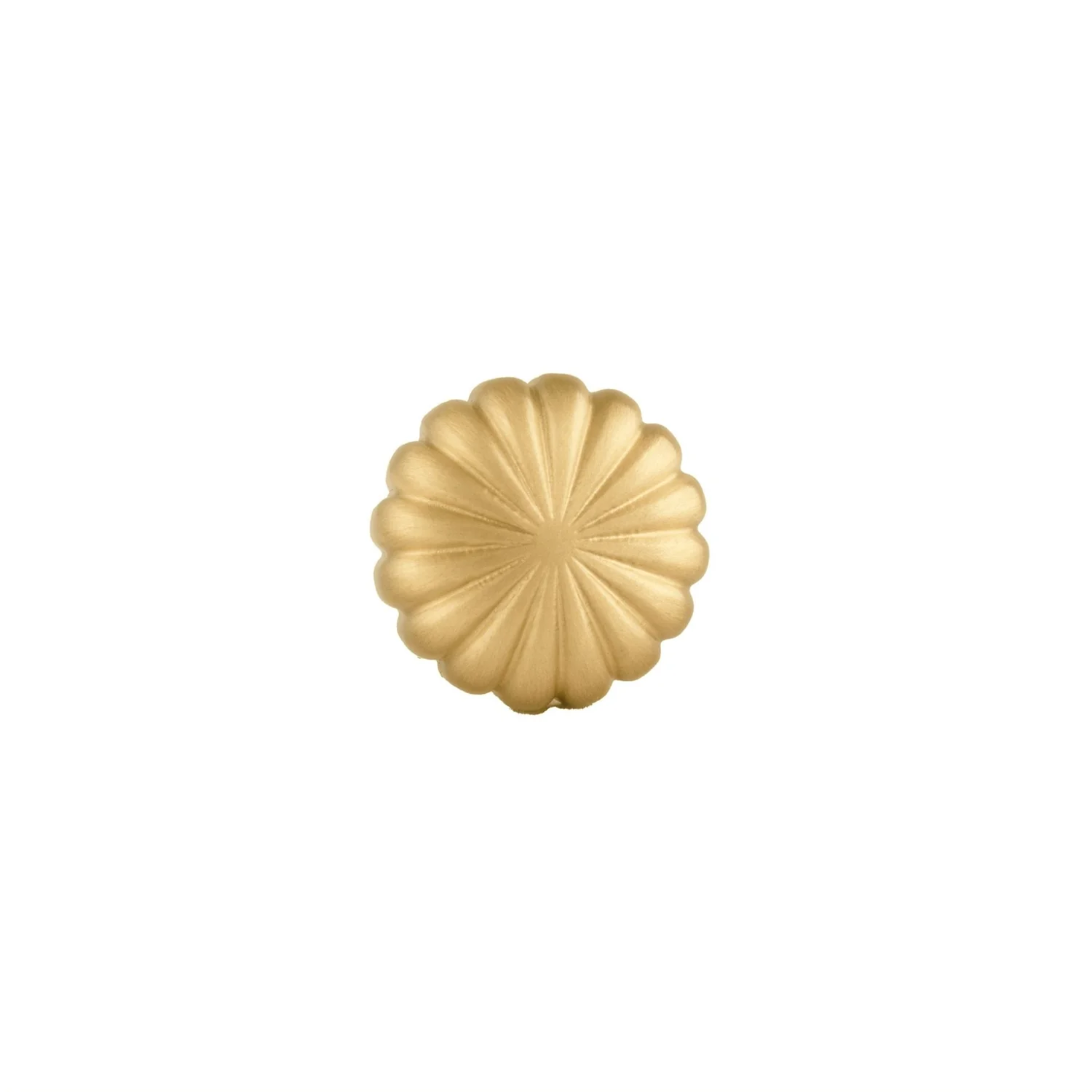 Brass Essence fluted pumpkin solid brass cabinet knob in gold finish, featuring detailed pumpkin shape and smooth surface.
