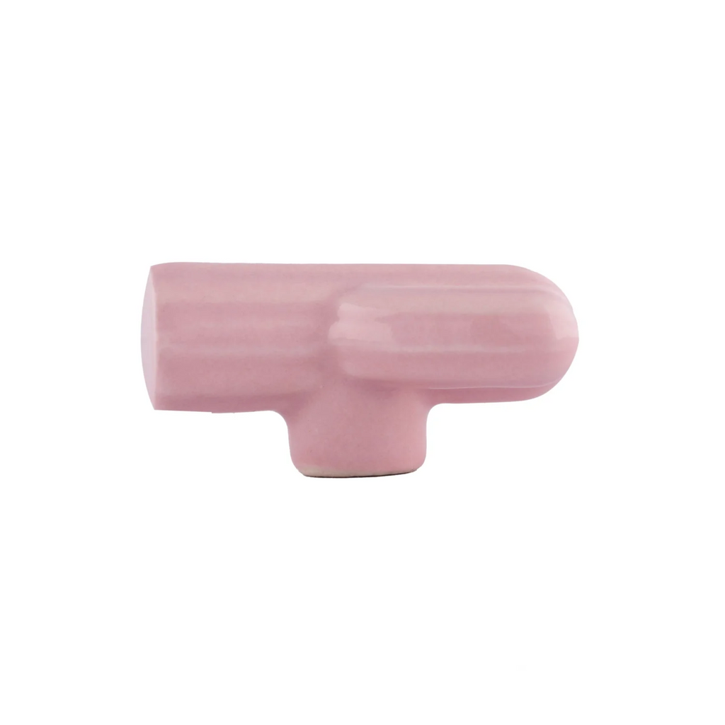 Ceramic cactus cabinet knob by Brass Essence, featuring a green cactus design with a metal mounting base.