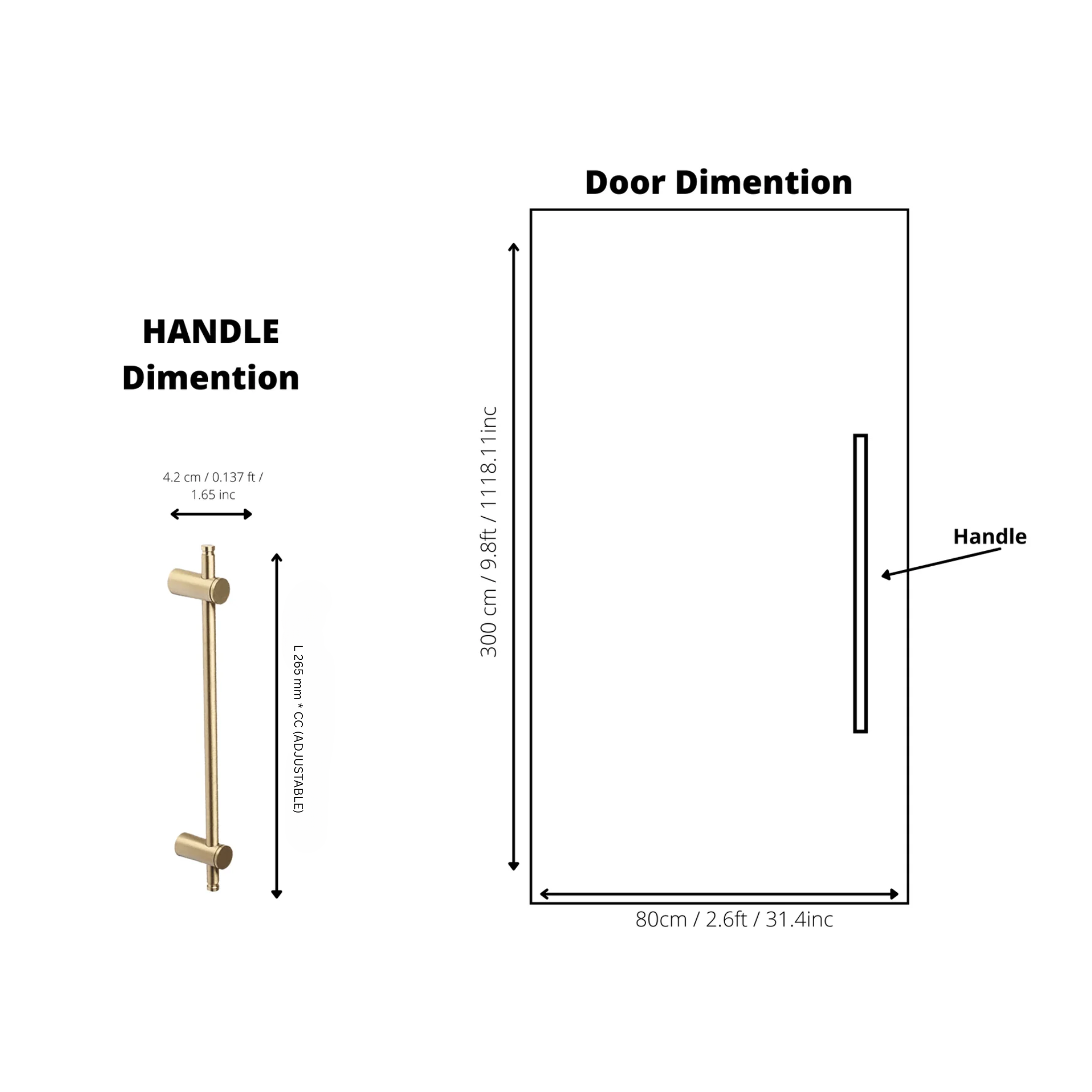 Adjustable solid brass bar handle from Brass Essence's collection, featuring a sleek, polished finish and sturdy design.