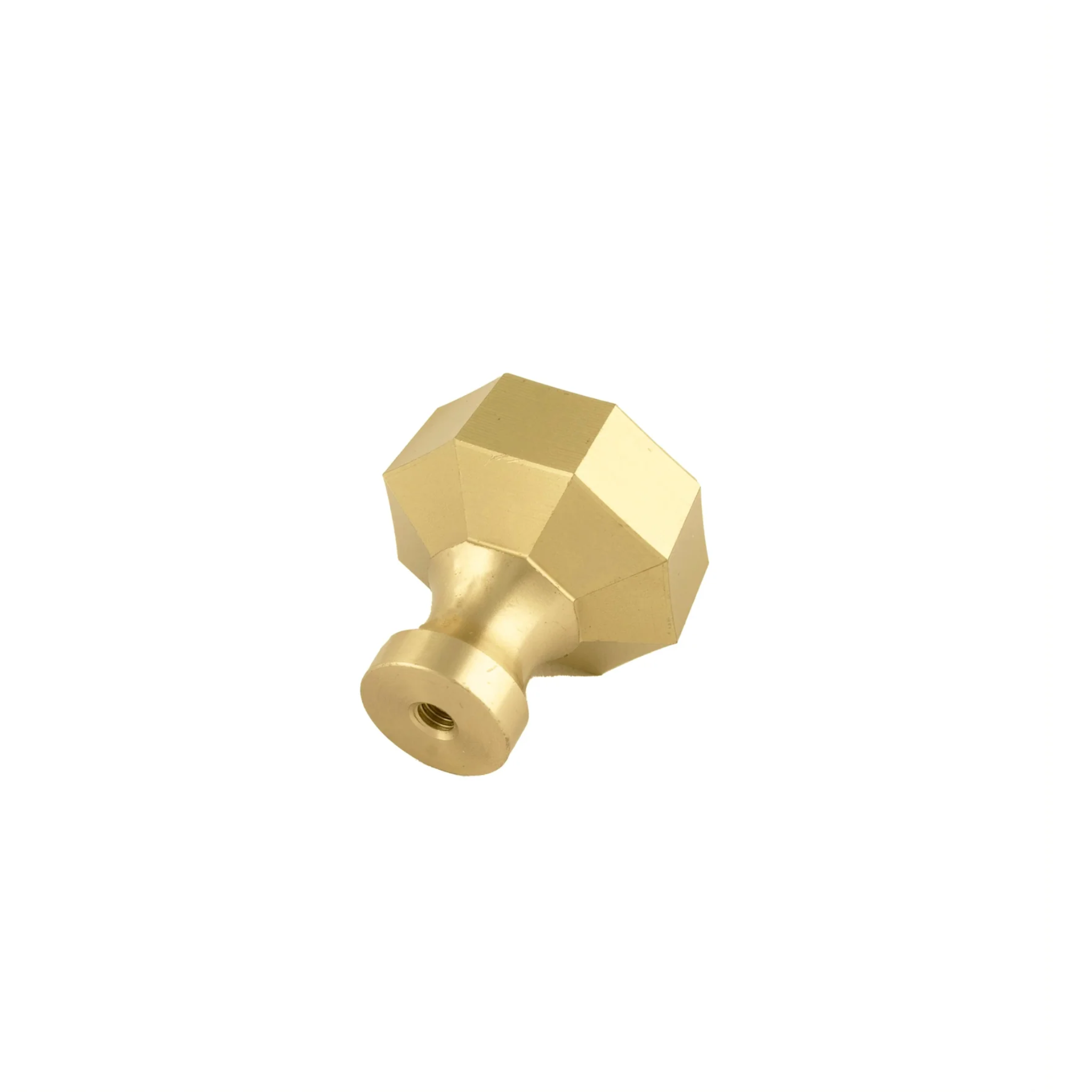Brass essence octagon geometric brass cabinet knob with a polished finish, featuring a modern octagon design for cabinets.