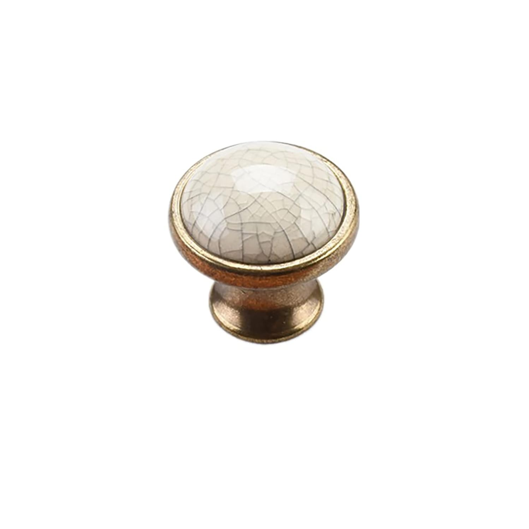 Antique ceramic and zinc cabinet handle by Brass Essence, featuring vintage design with ceramic accents and zinc mounting hardware.