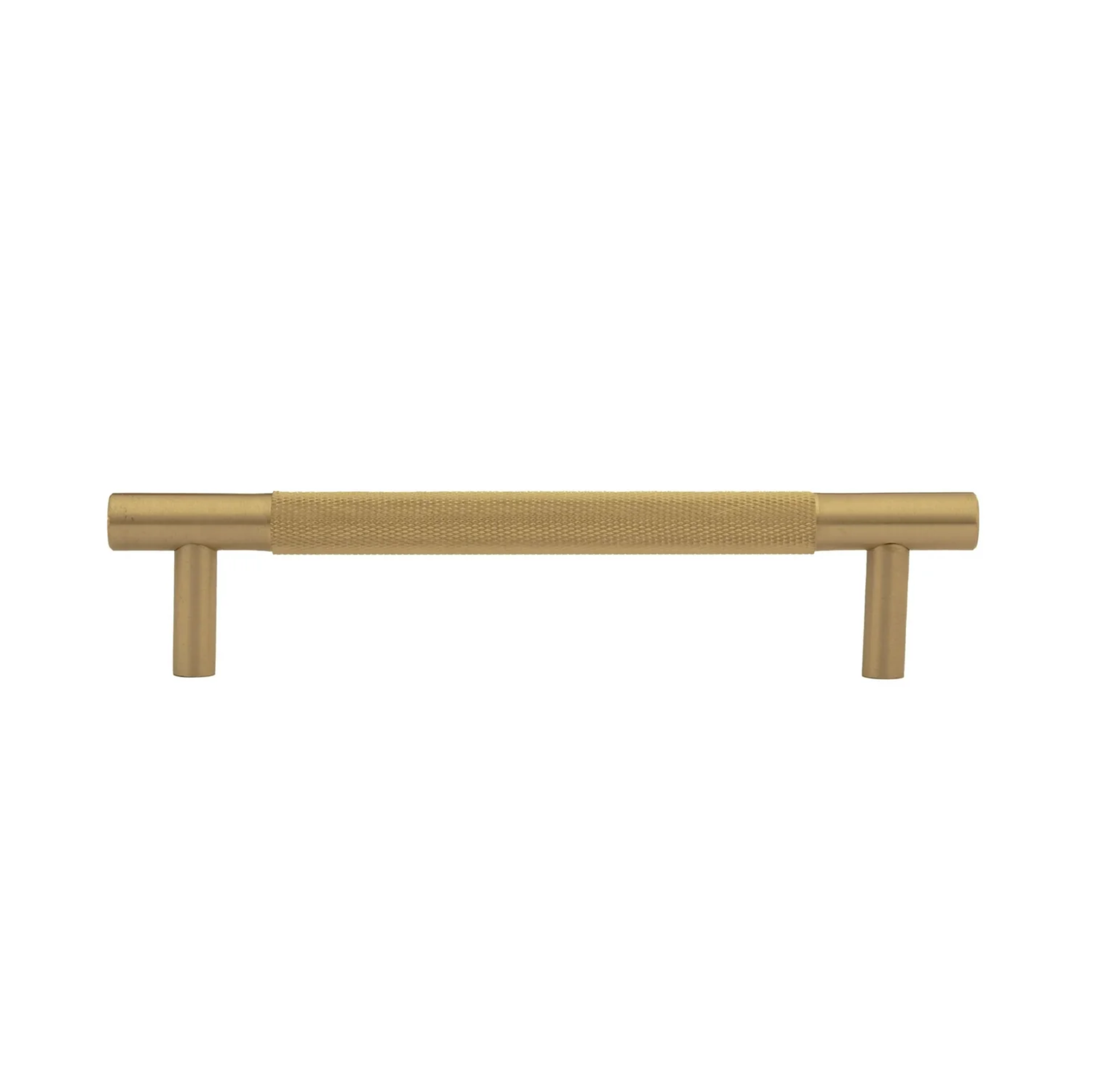 Brass Essence Yashvite knurled brass cabinet handle from collection B-0060, featuring a textured grip and polished finish.