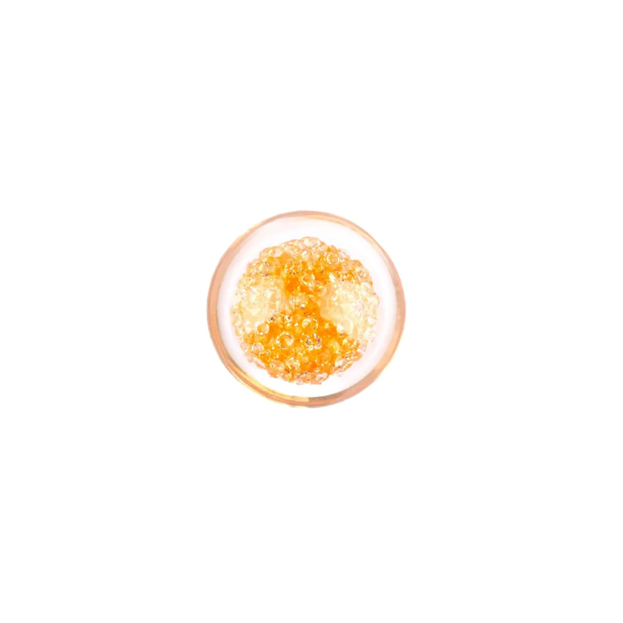 Brass essence Moon Orb glitter glass and brass knob, featuring a moon-shaped design with shimmering glass and brass finish.
