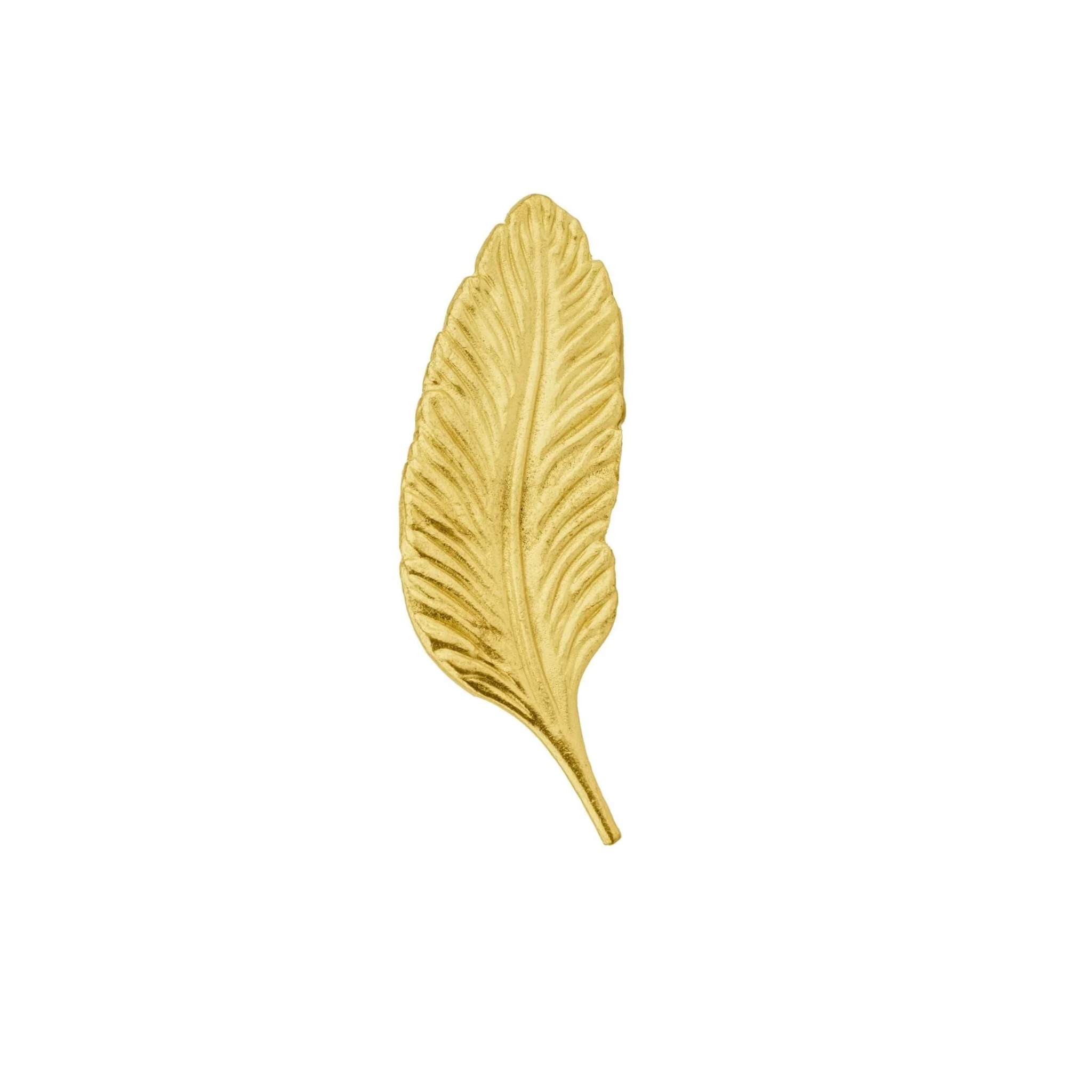Brass essence solid brass leaf cabinet handle set with left and right handles, featuring intricate leaf design in polished finish.
