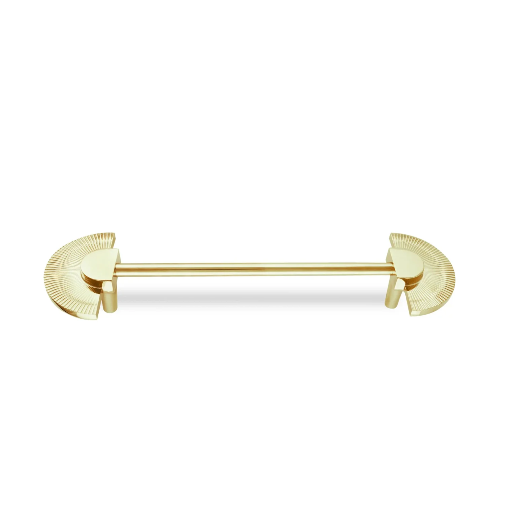 Brass Essence scalloped brass fan handle from the B-0085 collection, featuring intricate scalloped design and polished brass finish.