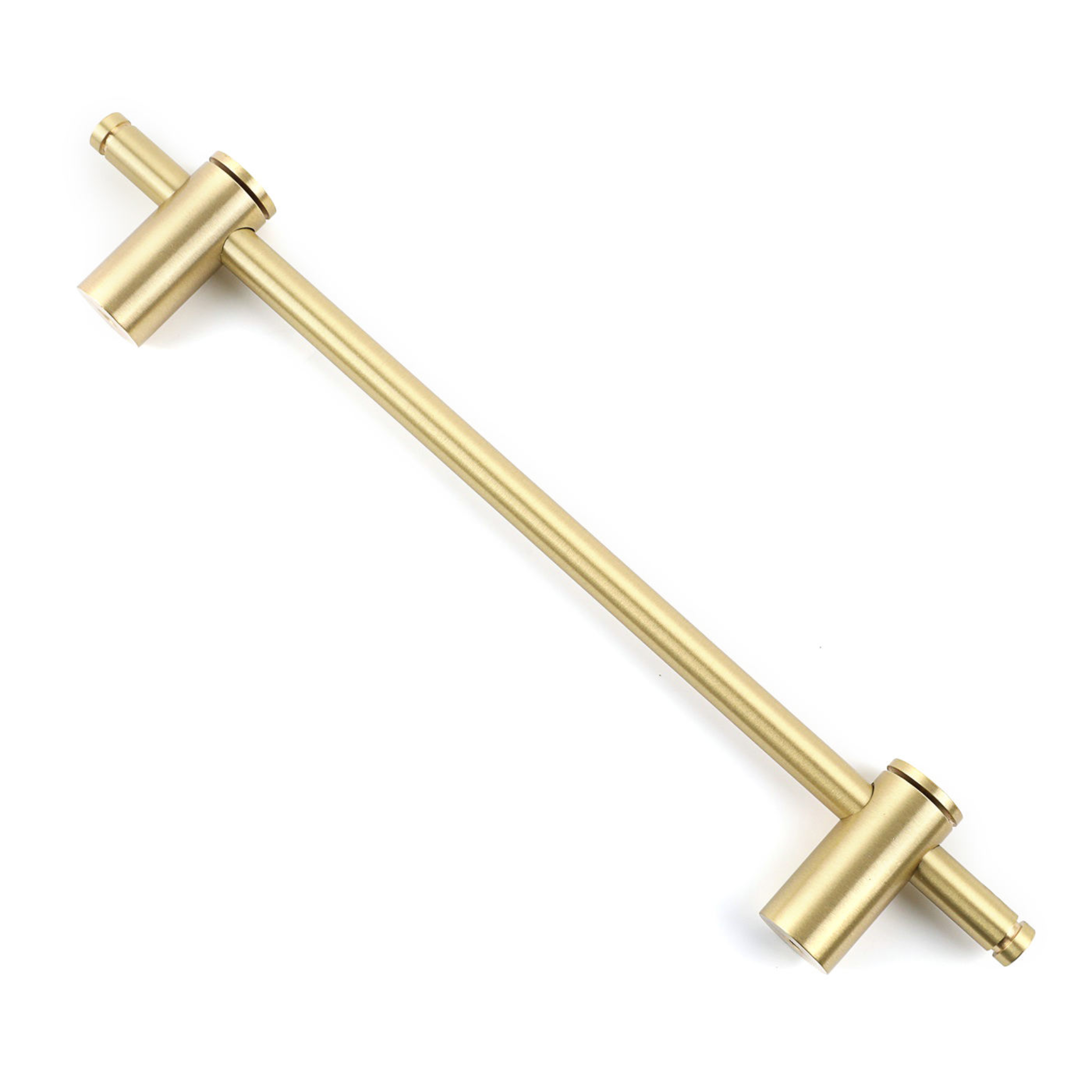 Adjustable solid brass bar handle from Brass Essence collection, featuring a sleek, modern design for furniture or cabinetry.