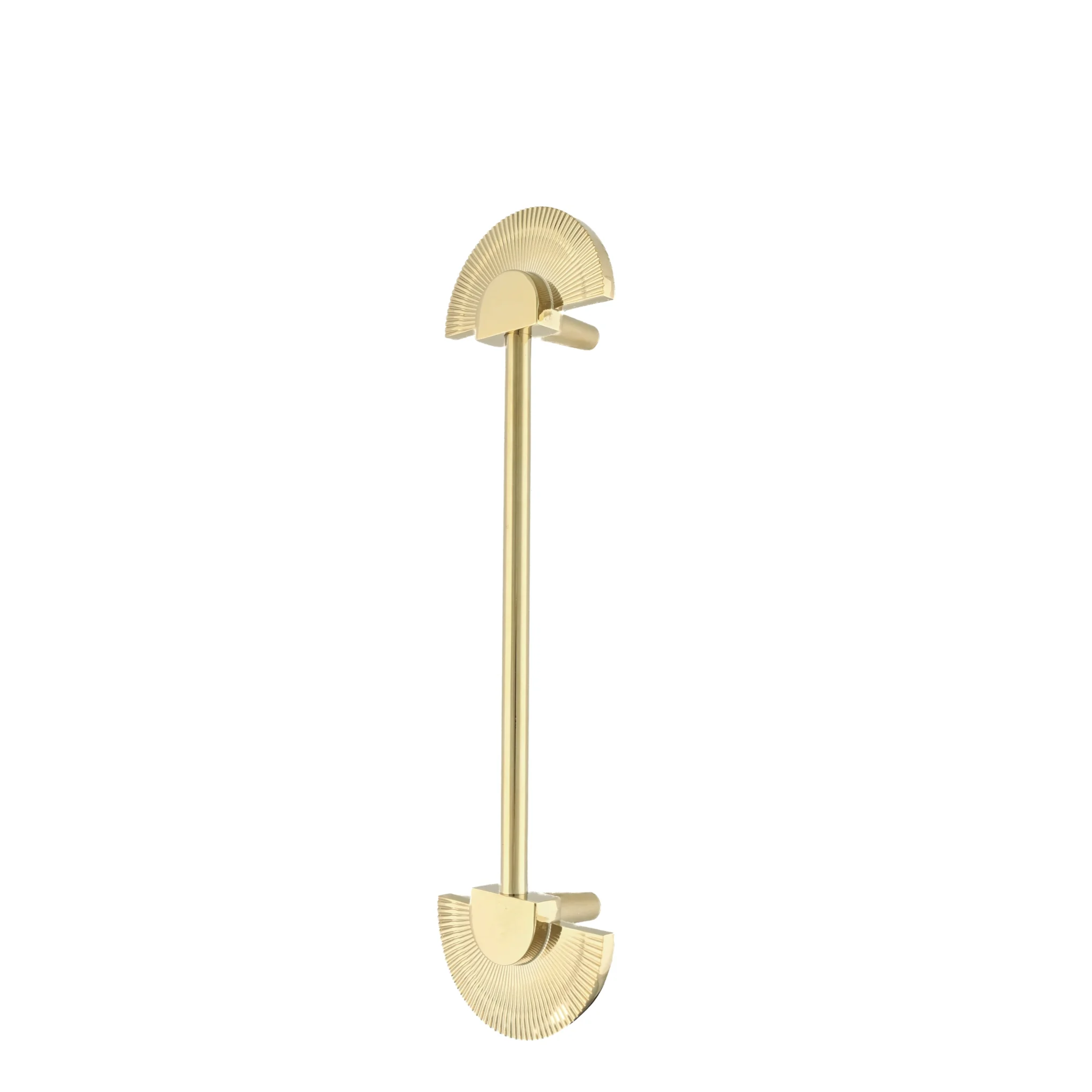 Brass Essence scalloped brass fan handle from the collection, featuring intricate scalloped design and polished brass finish.