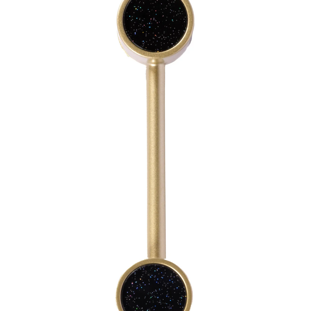 Brass Essence bifocal articulated zinc alloy cabinet pull with dual grip sections, sleek design for furniture or cabinetry.