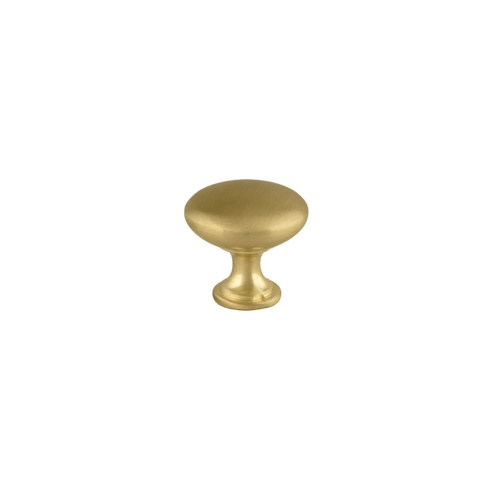 Oval zinc alloy cabinet knob by Brass Essence featuring a polished finish and ergonomic design for furniture drawers.