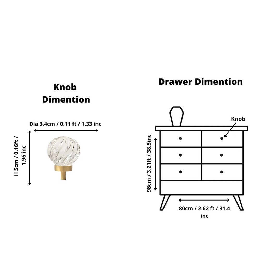 Brass Essence crystal drawer pulls with fluted and smooth design, featuring elegant crystal accents on a metal handle.