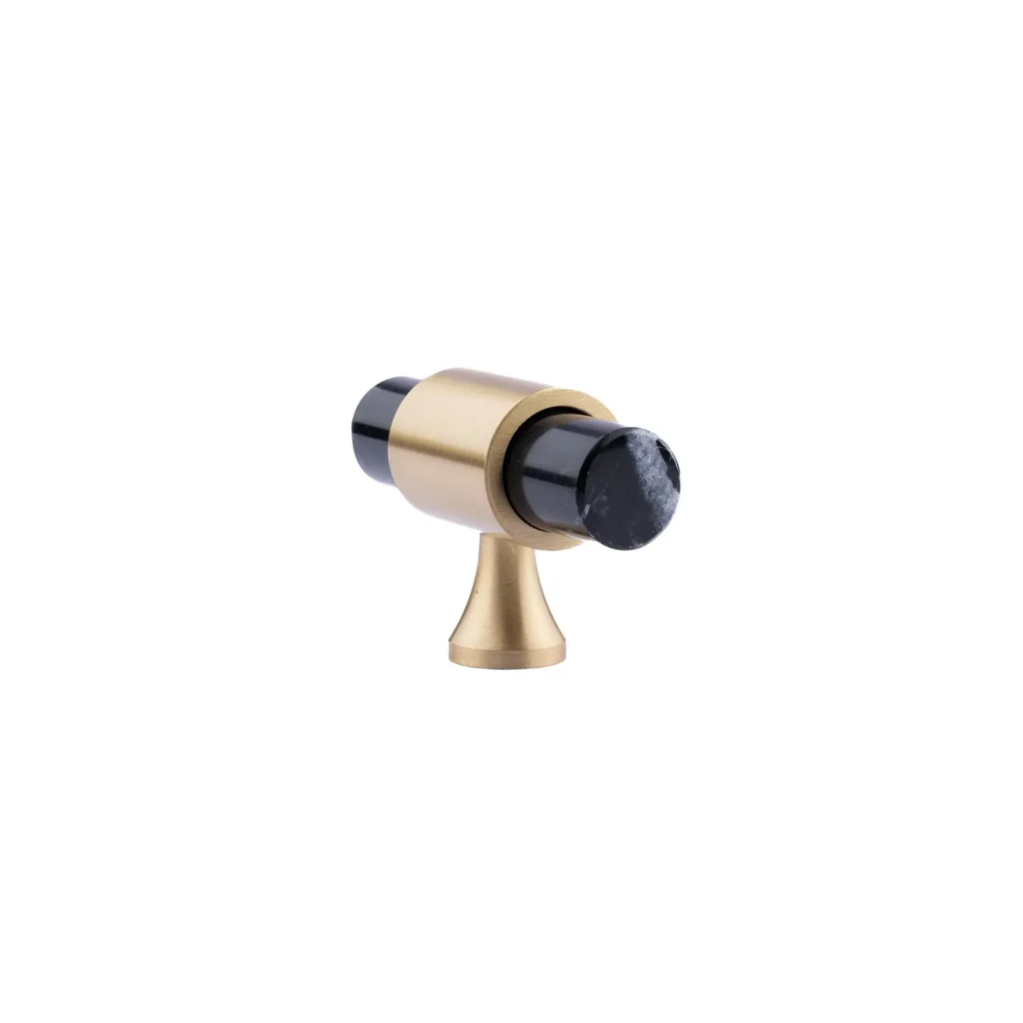 Karish marble and brass handle with brushed finish by Brass Essence, showcasing elegant design and luxurious detailing.