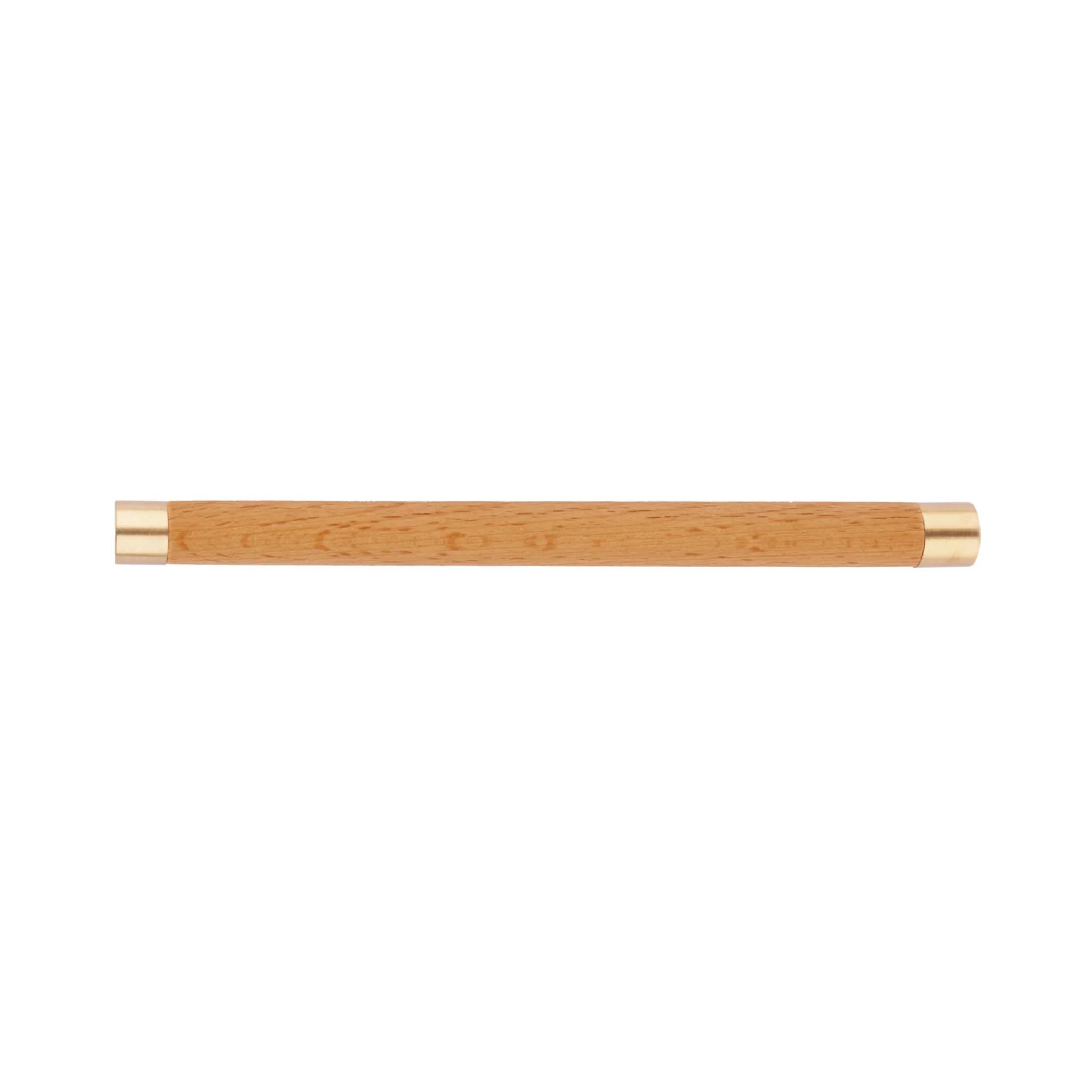 Natural wood and brass T-bar handle from Brass Essence collection, showcasing sleek design and high-quality materials.