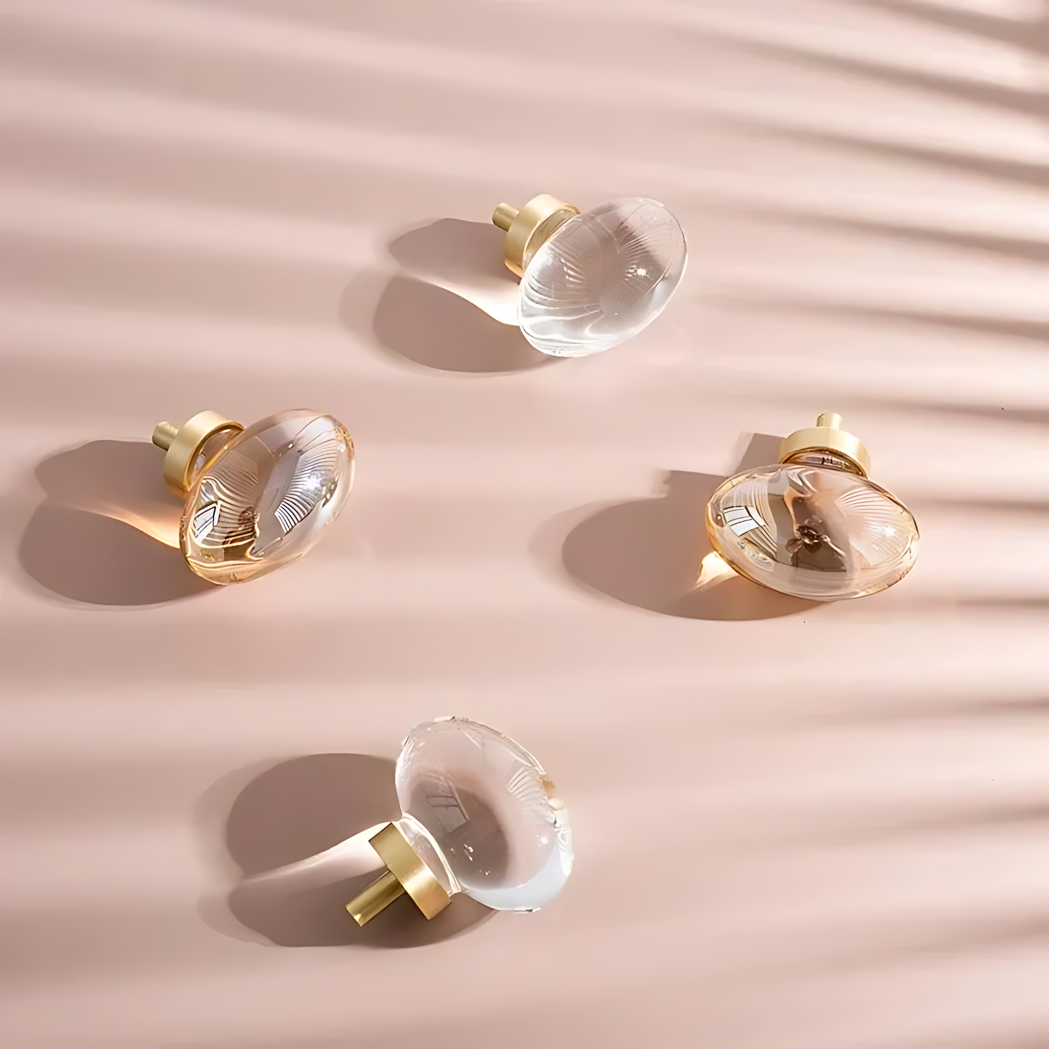 Classic crystal door handle with brushed brass finish by Brass Essence, featuring a sleek, elegant design.